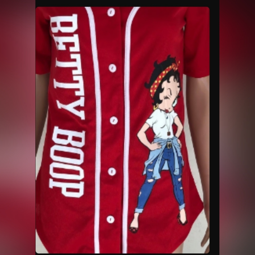 NWOT Betty Boop Red/White Baseball Jersey
